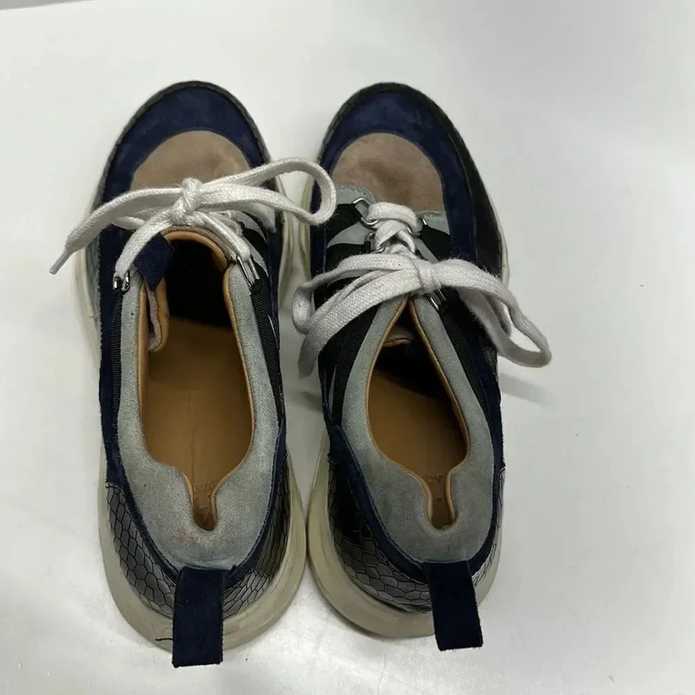 Aquatalia Sneakers Platform Sneaker Shoes Lace Up Athletic Navy Snake Skin 7.5 - Picture 6 of 12